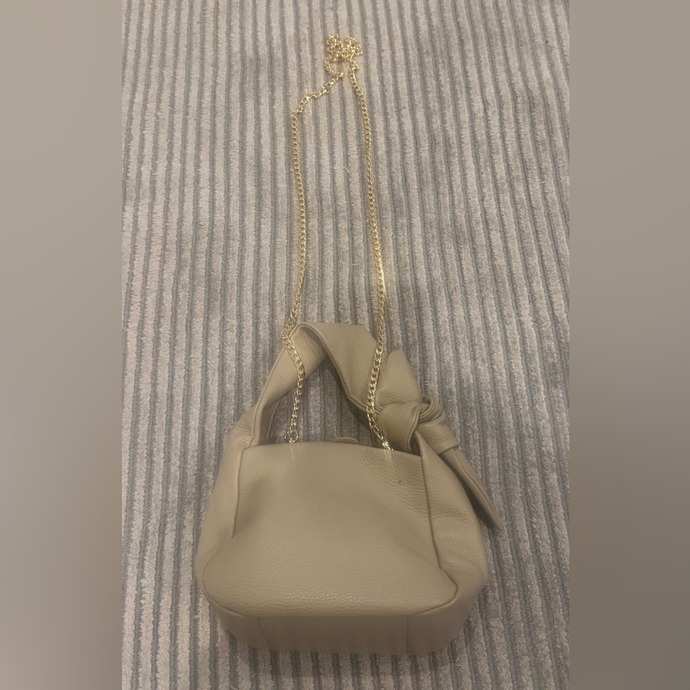 Quince Italian Leather Mini Bow Bag • Taupe • Like New